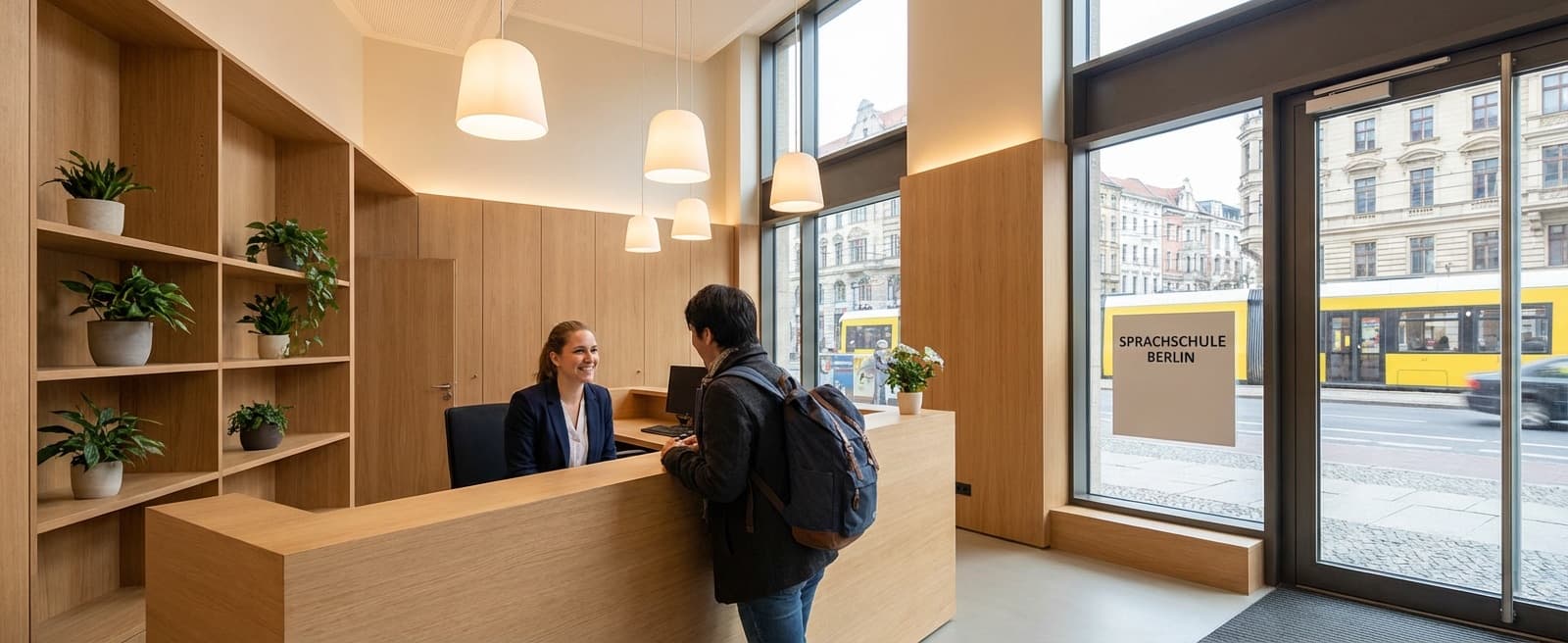Kontakt Sprachinstitut Berlin – Empfangsbereich der Sprachschule